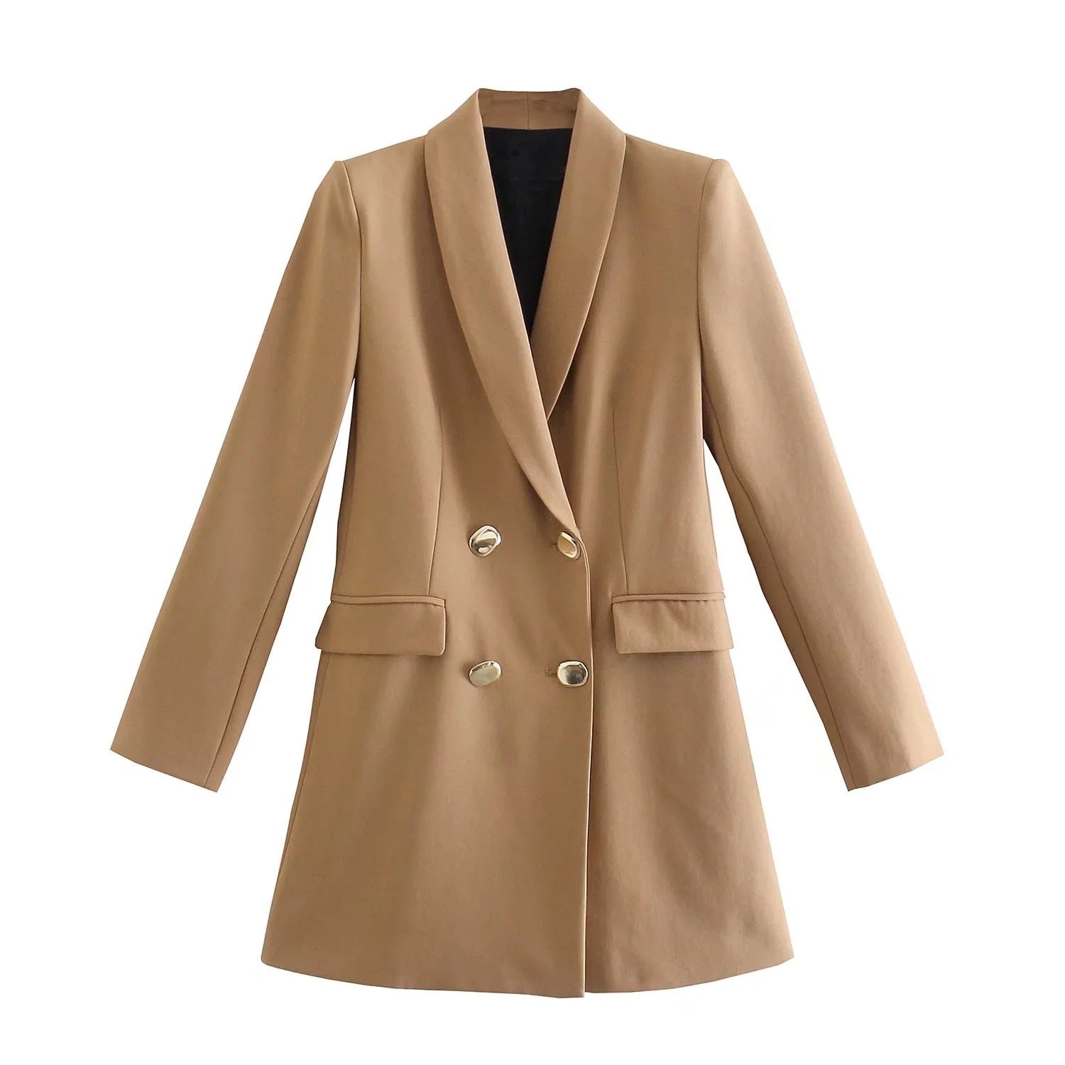 A double-breasted, stylish and fitted suit jacket