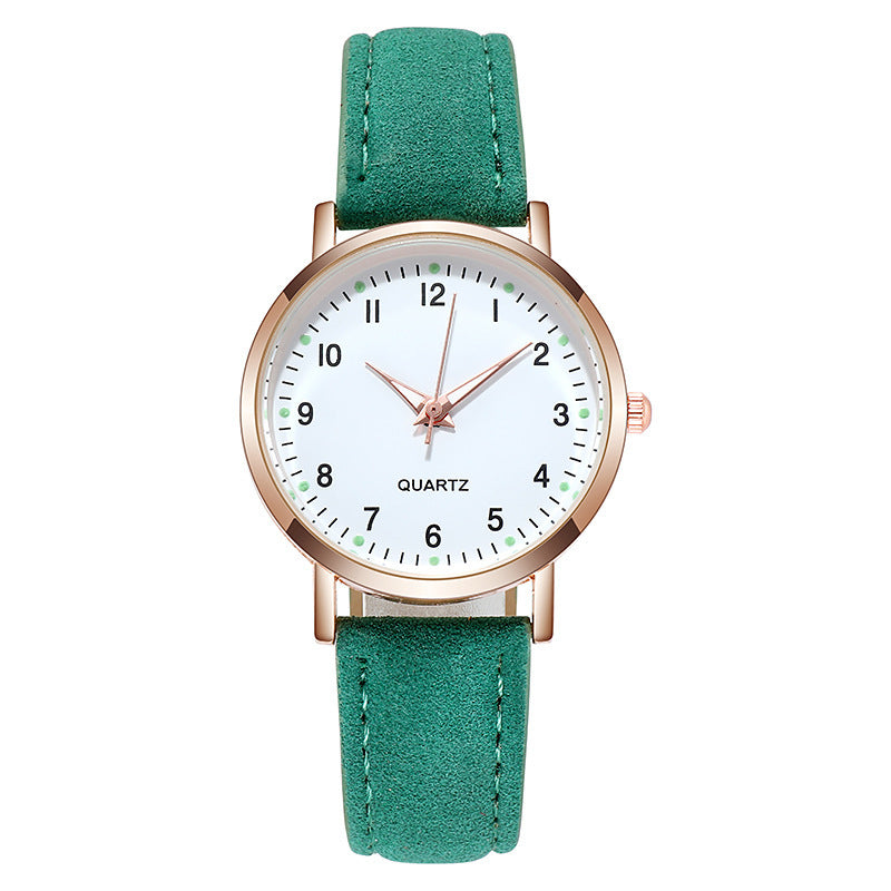 Ladies' quartz watch with brushed leather