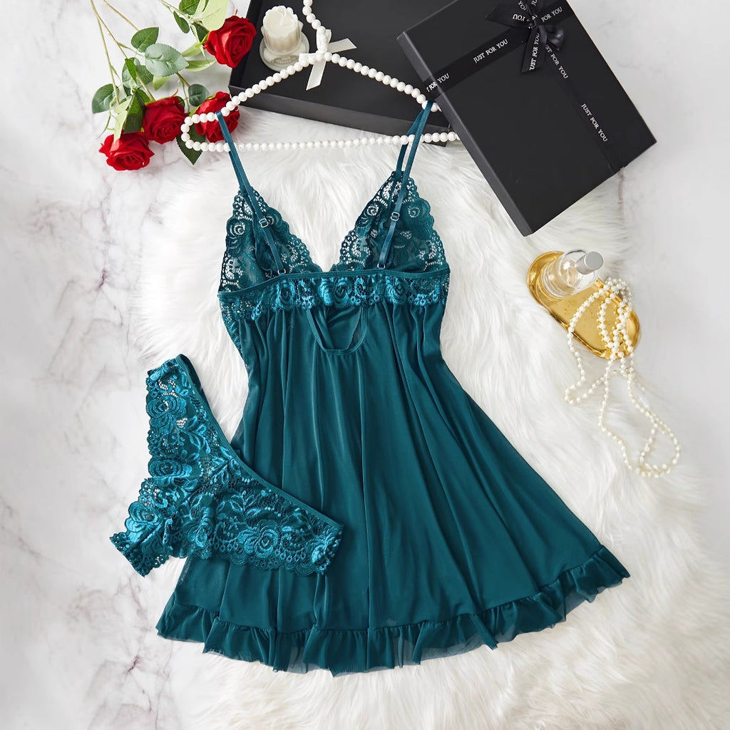 Lady's sexy lace halter dress