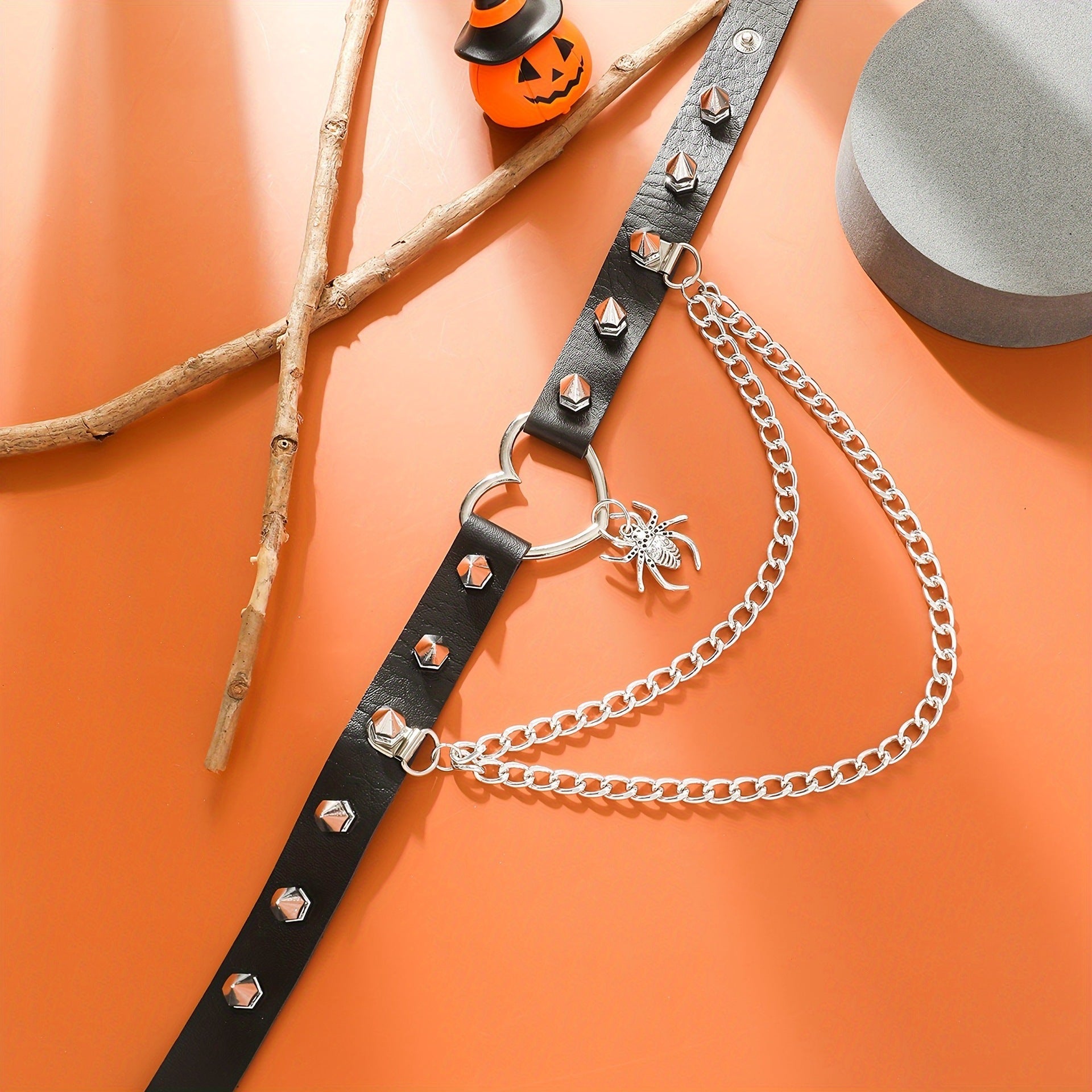 Black Punk Rock PU Collar Necklace for Women