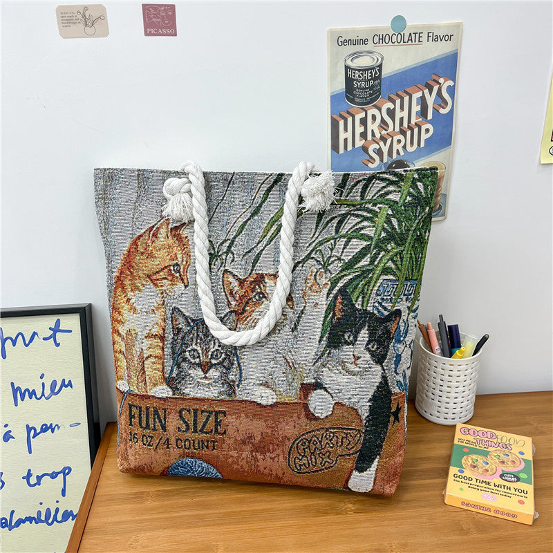 Canvas shoulder bag, simple tote bag for tutoring/study
