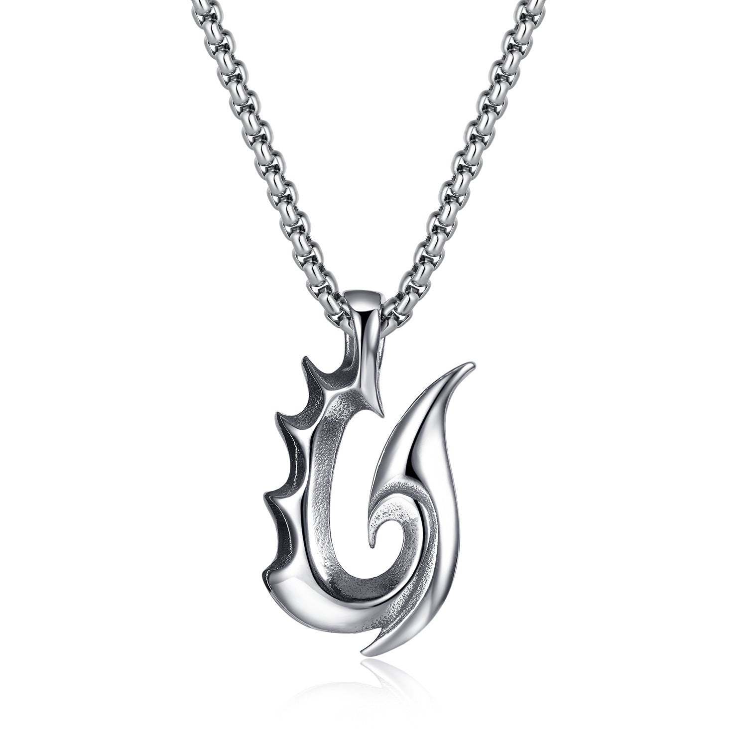 domineering double wolf head titanium steel pendant necklace