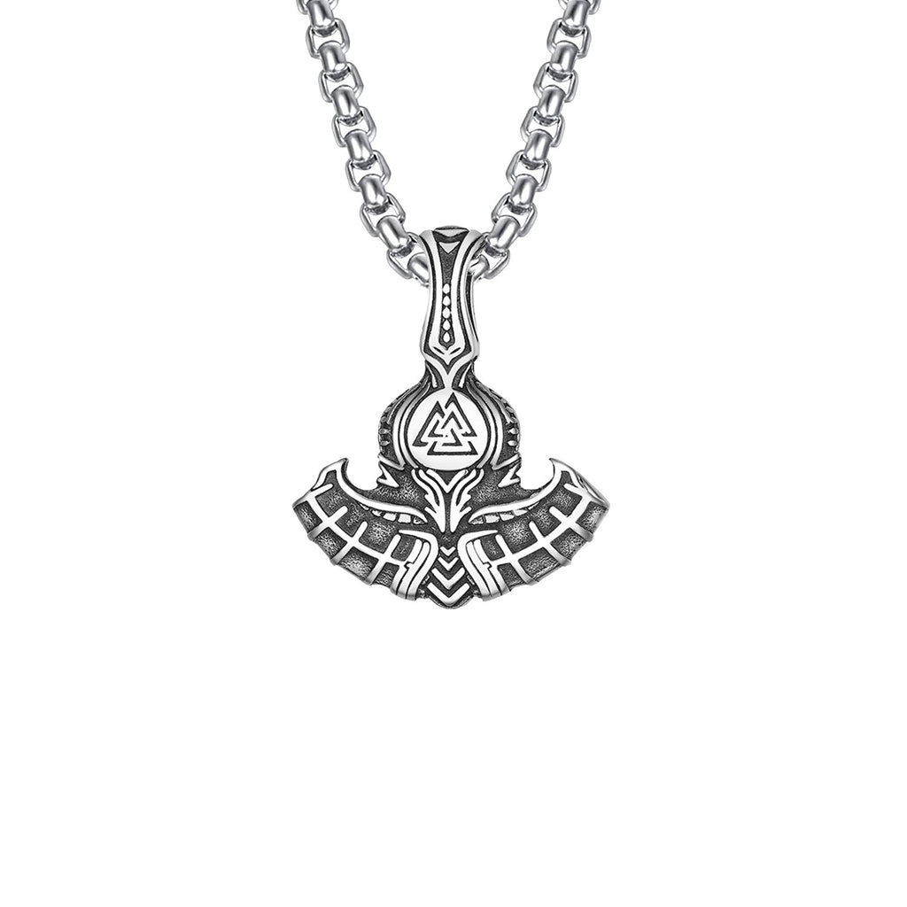 domineering double wolf head titanium steel pendant necklace