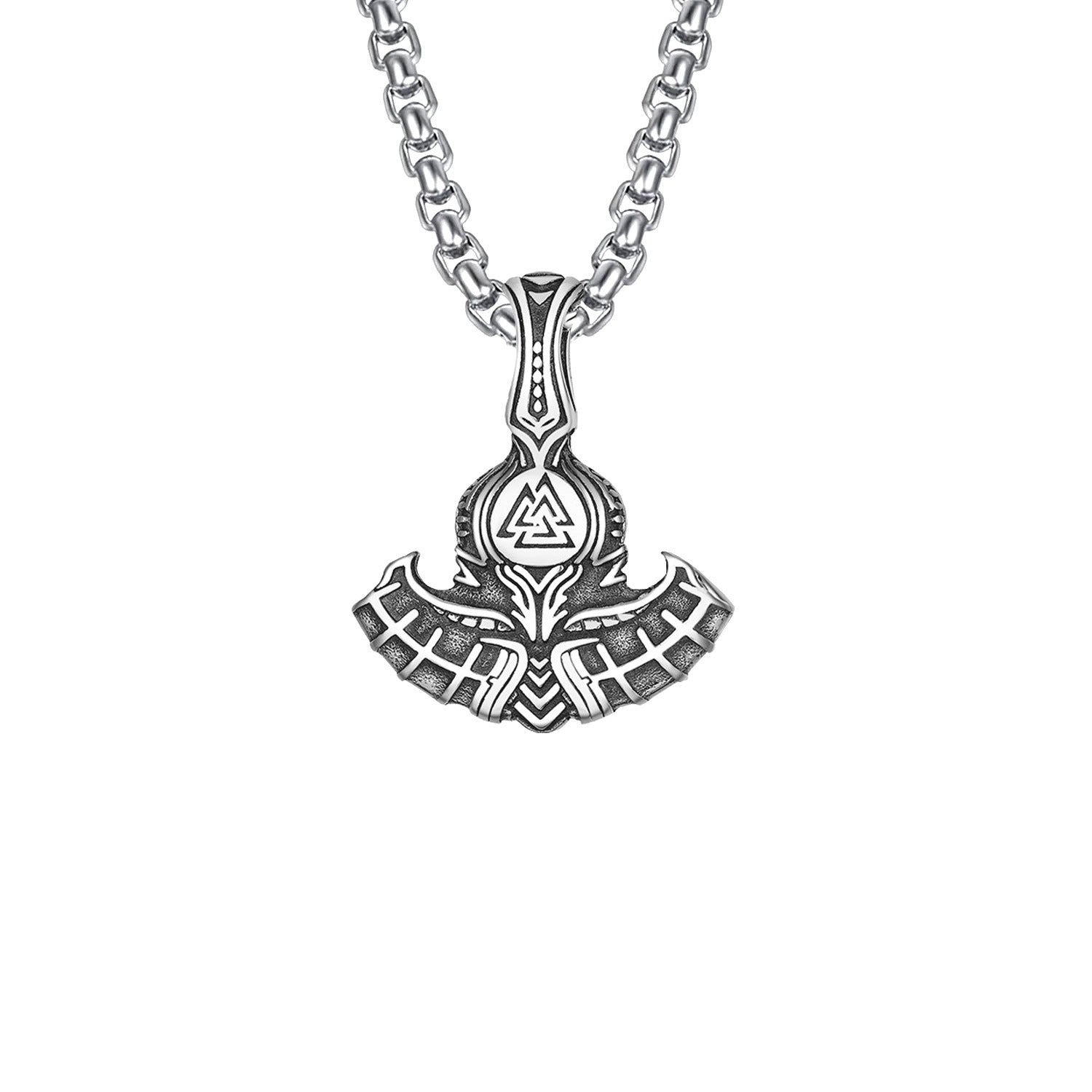 domineering double wolf head titanium steel pendant necklace