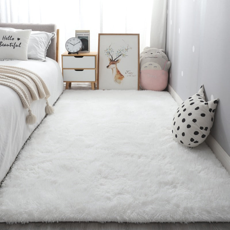 Plush Silk Hair Carpet for Home Bedroom and Living Room