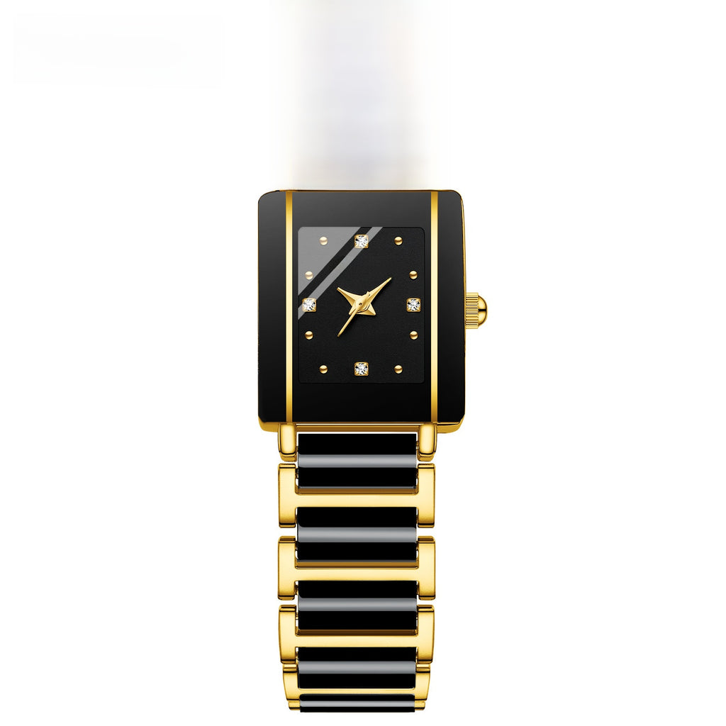 CHENXI Square Couple Watch with Ceramic Strap