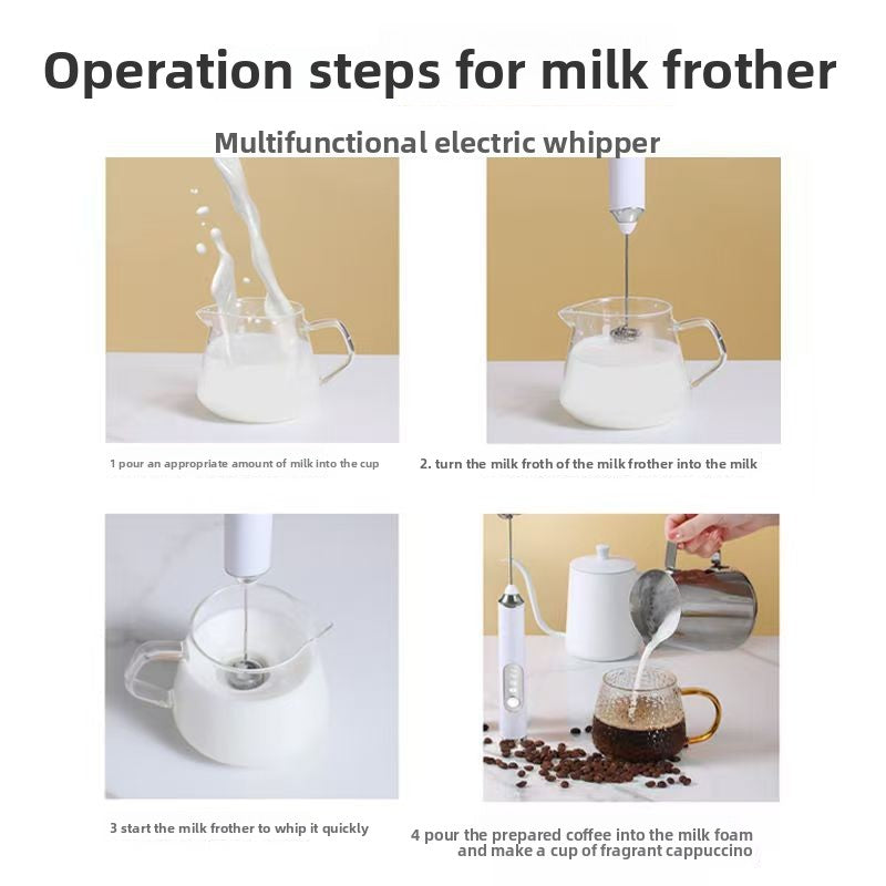Electric Milk Frother Handheld Whisk for Coffee