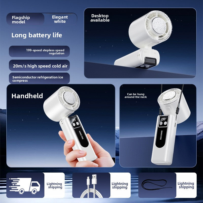 Foldable Portable USB Rechargeable Mini Cooling Fan with Digital Display