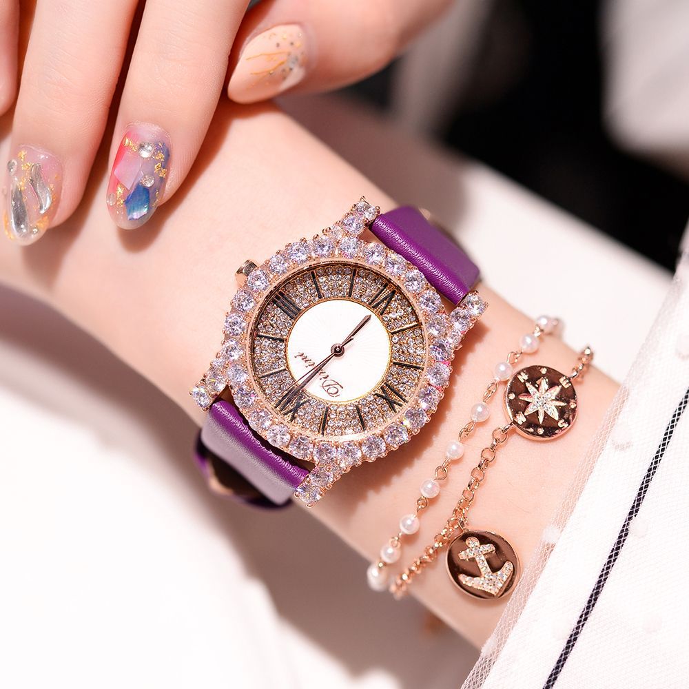 Diamond Starry Sky Women's Leather Strap Watch