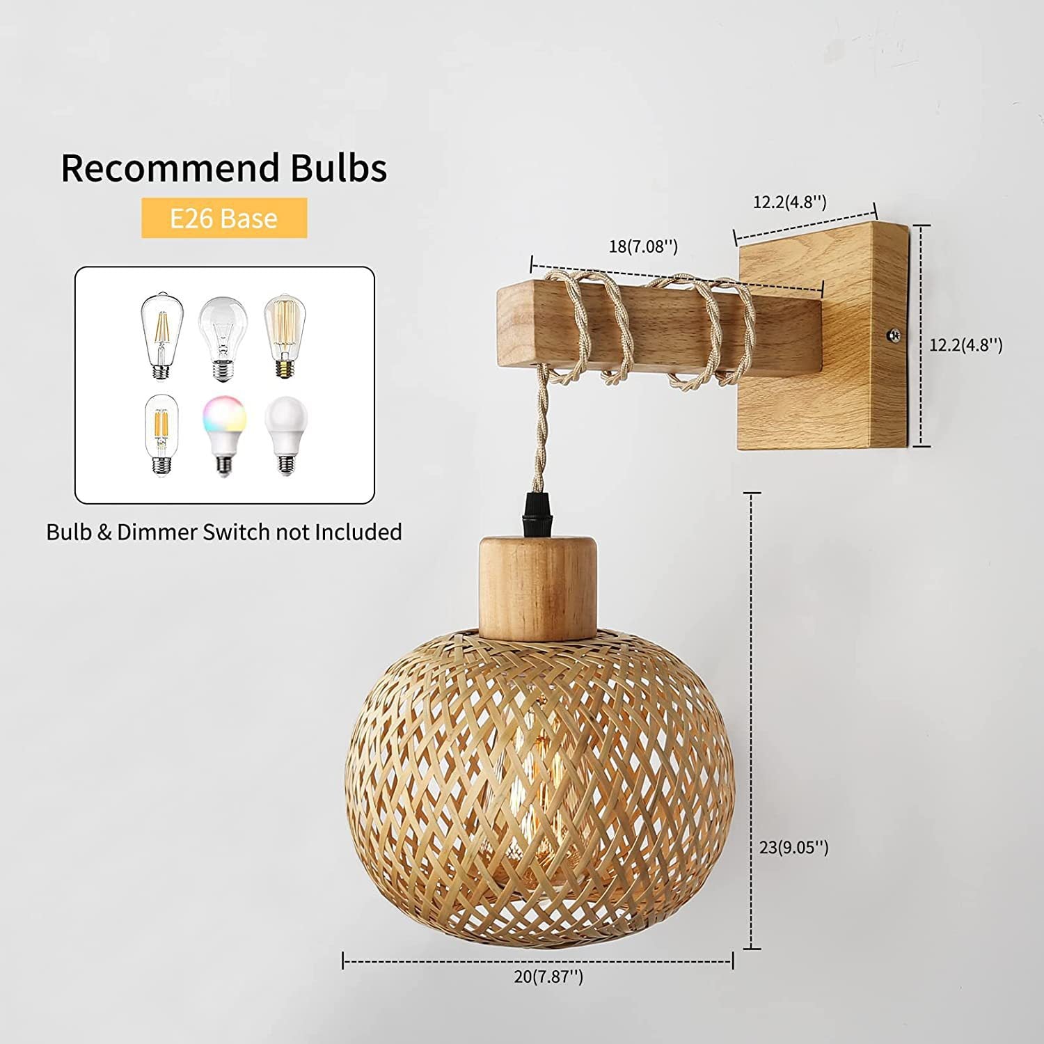 Bamboo woven bedside wall lamp