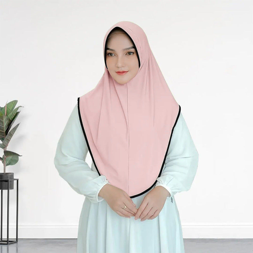 Contrasting color patchwork headscarf