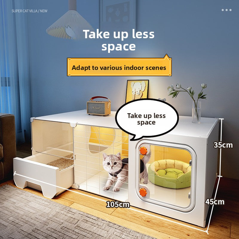 Indoor Villa-Style Cat House with Litter Box