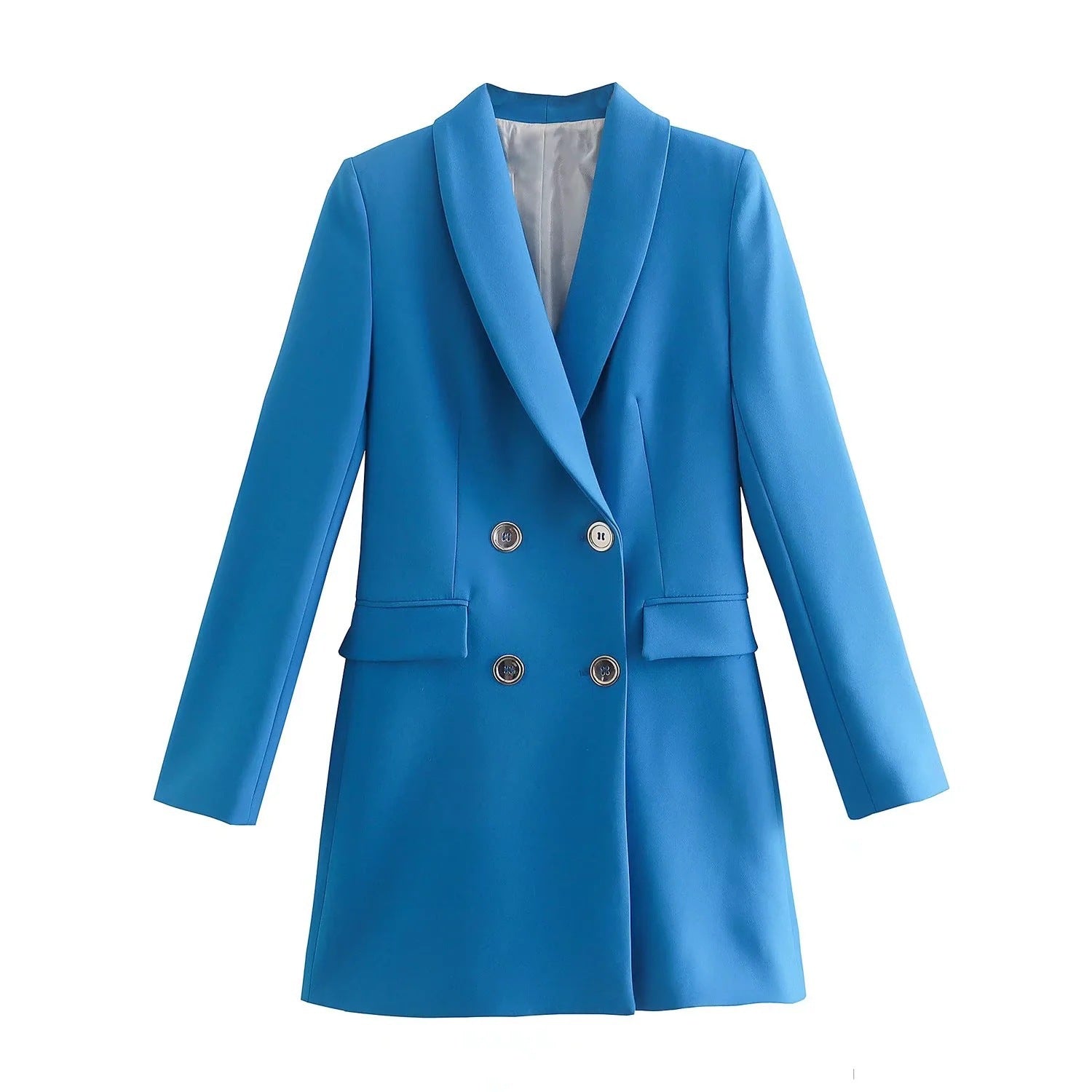 A double-breasted, stylish and fitted suit jacket