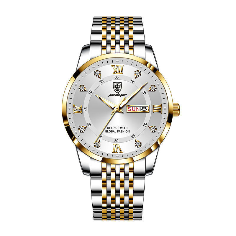 Foreign trade AliExpress explosions Swiss certification imported double calendar waterproof luminous men's watch Korean fashion