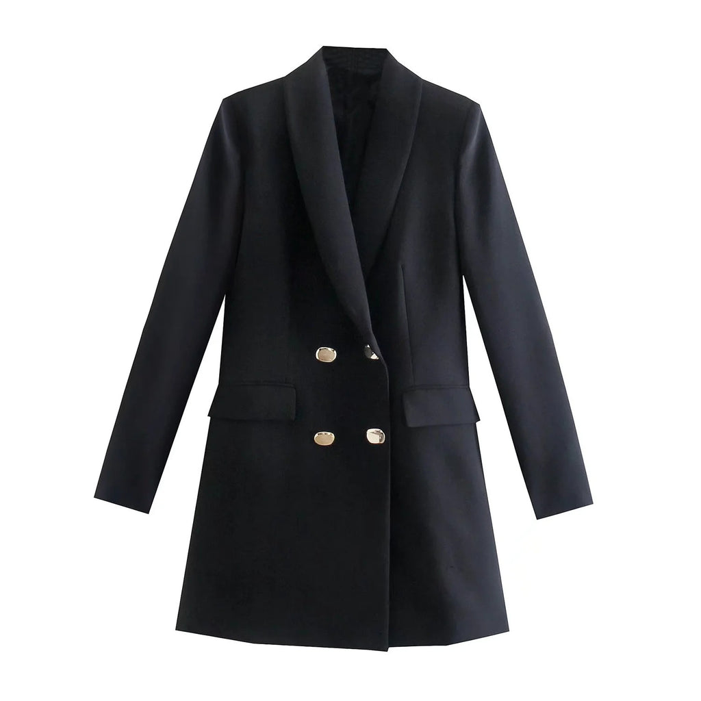 A double-breasted, stylish and fitted suit jacket
