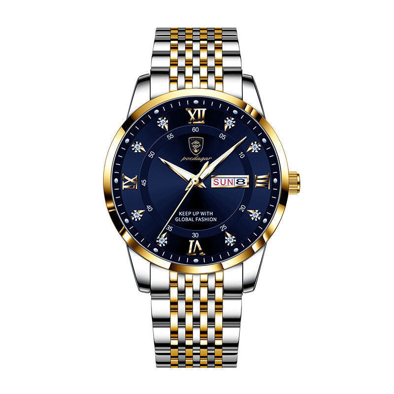 Foreign trade AliExpress explosions Swiss certification imported double calendar waterproof luminous men's watch Korean fashion
