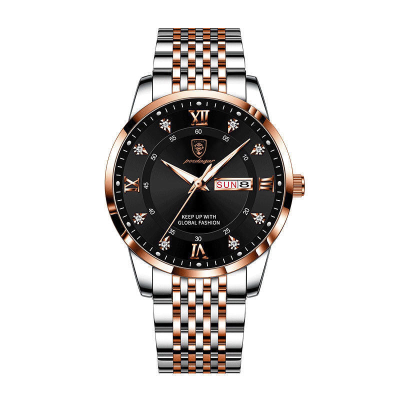 Foreign trade AliExpress explosions Swiss certification imported double calendar waterproof luminous men's watch Korean fashion