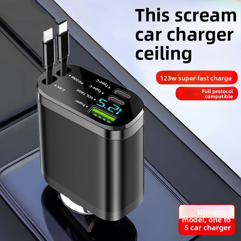 Fast-charging car charger with four-in-one function