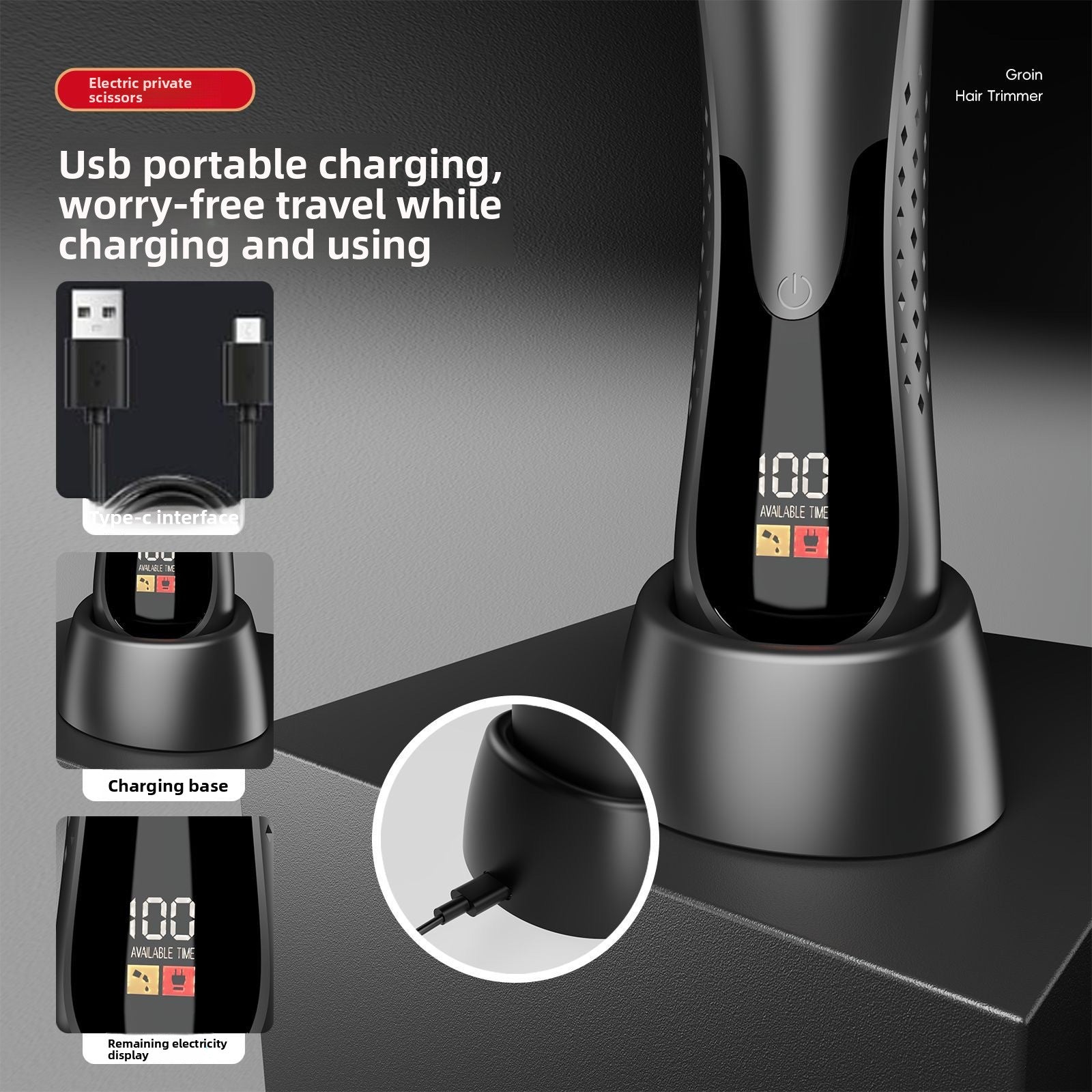 Electric Body Hair Trimmer with LED Light