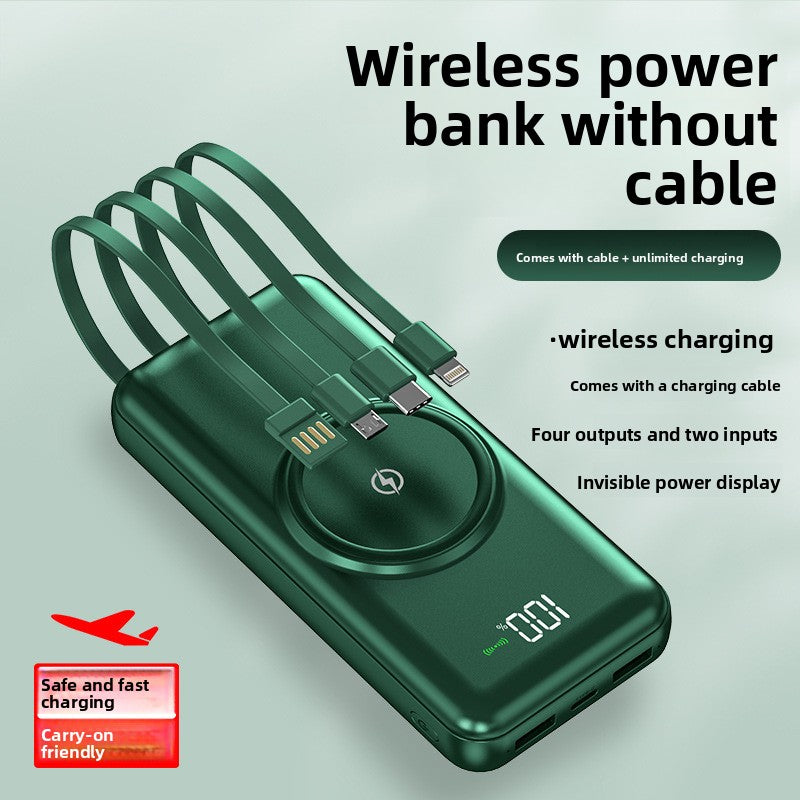 Wireless Charging Power Bank with Built-in Cable
