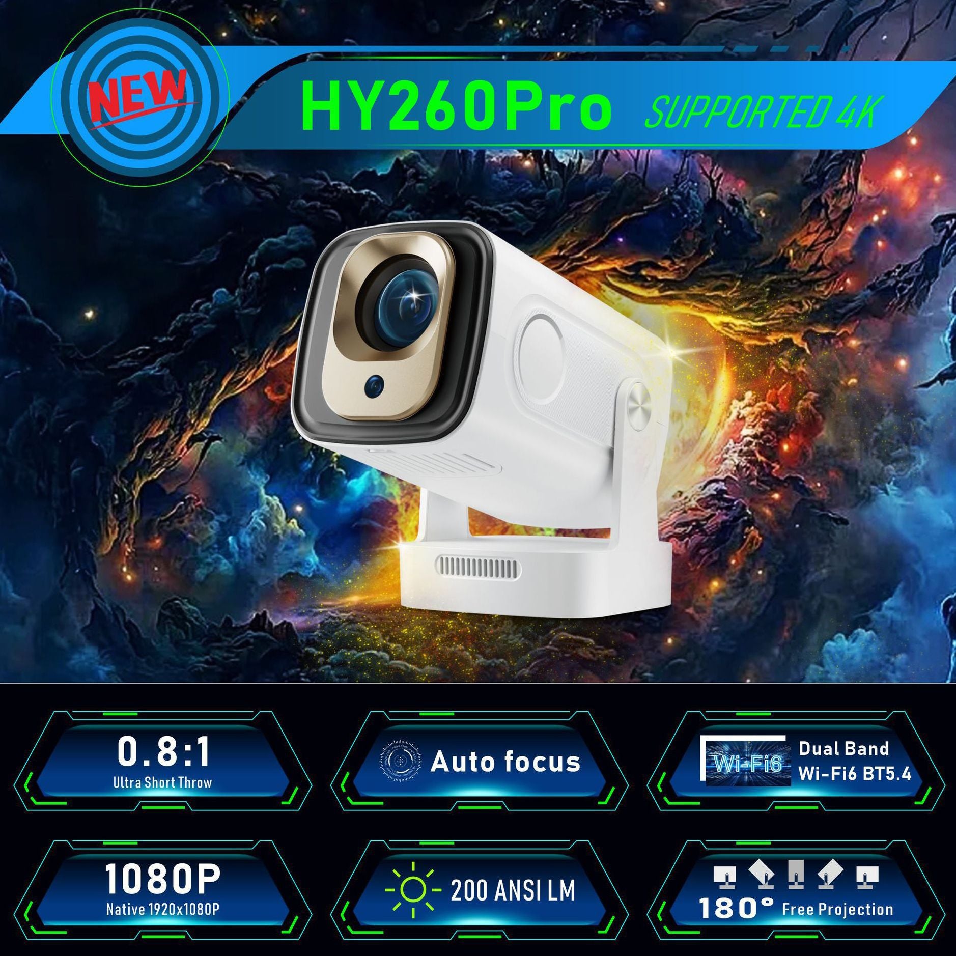 Portable Mini Projector with Autofocus