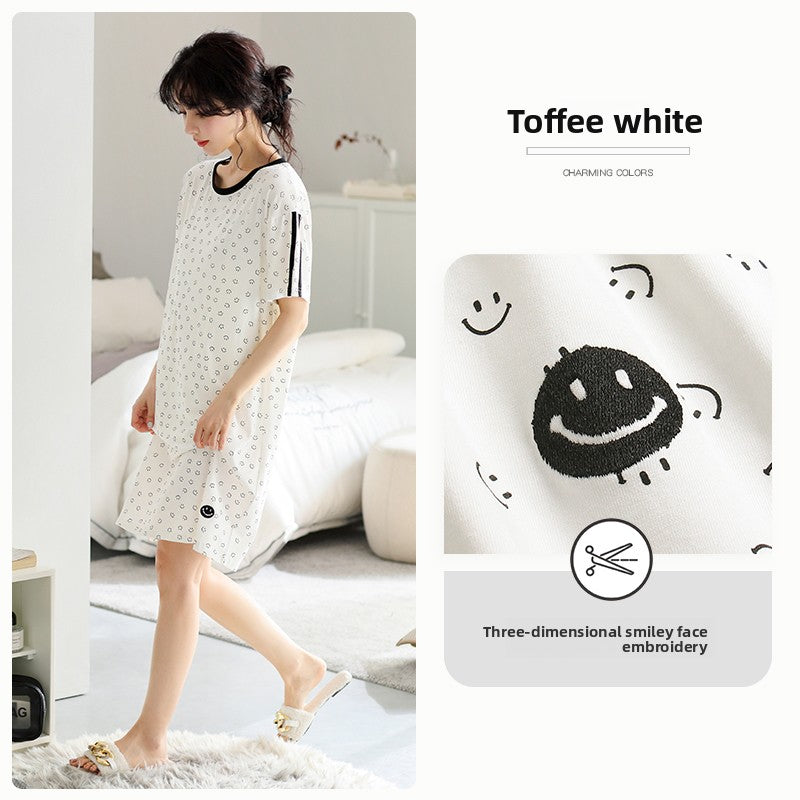 Pure cotton short-sleeved striped pajamas