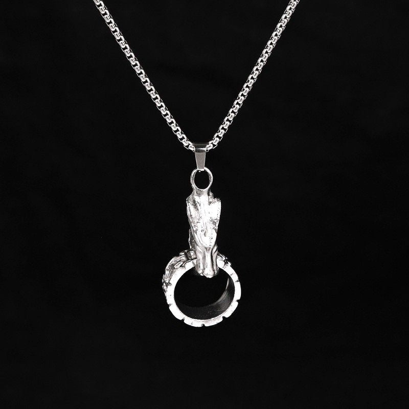 Hip-Hop Wolf Head Fingerring Necklace