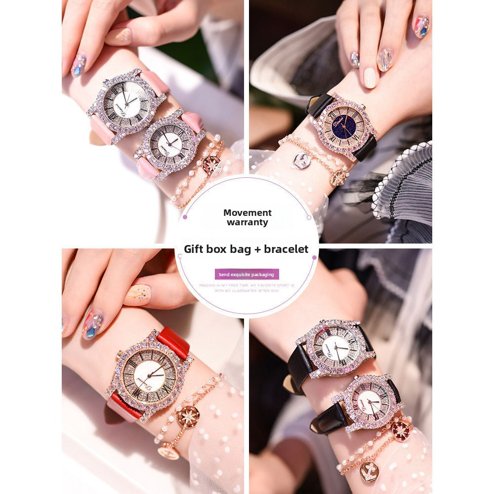 Diamond Starry Sky Women's Leather Strap Watch