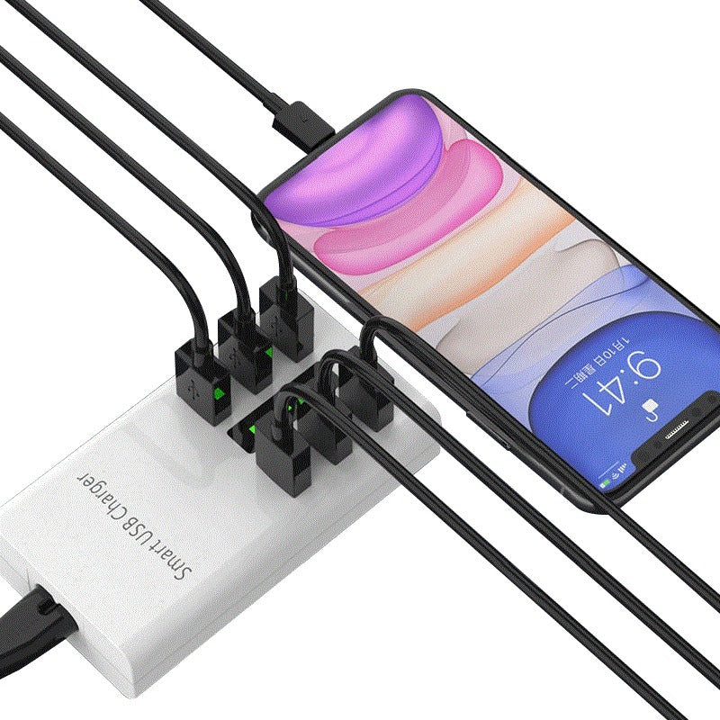 6-Port 30W USB Charger with Multiple Plug Standards