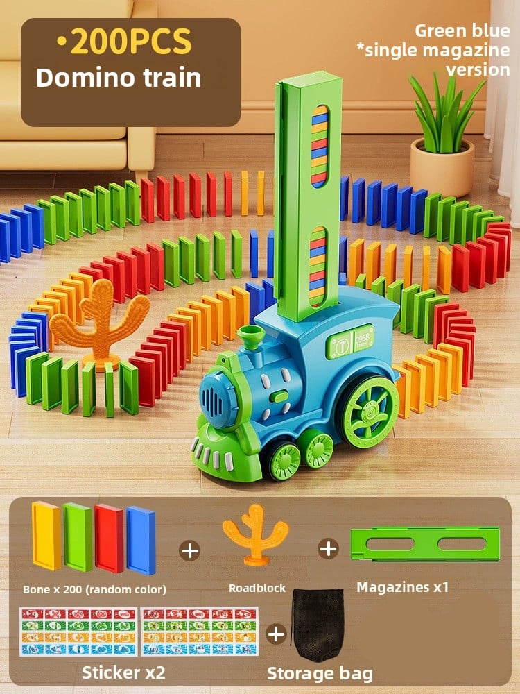 Children's automatic domino distribution train toy