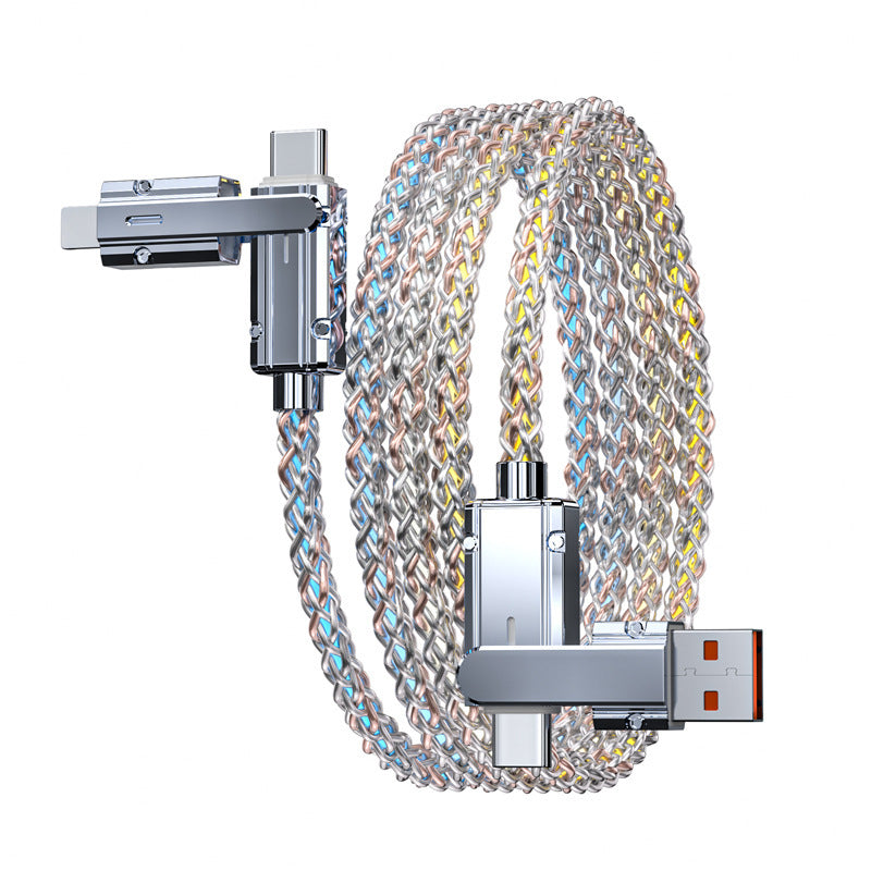 Luminous gradient zinc alloy four-in-one multi-functional charging cable