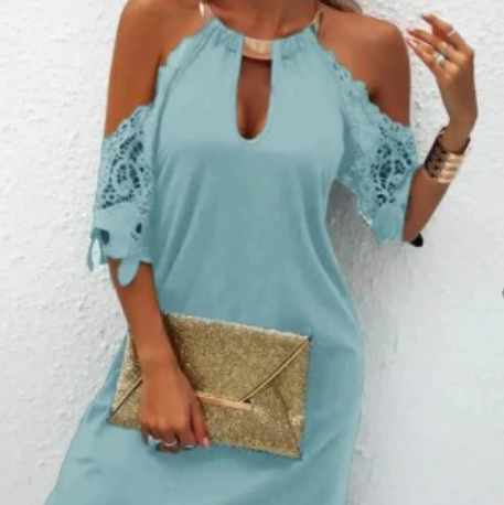Patterned hollowed-out metal necklace-style dress