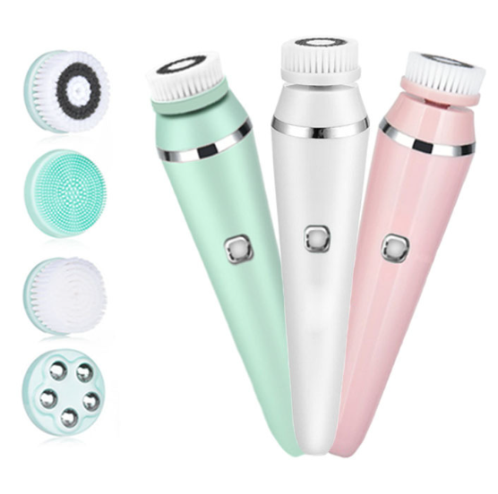Four-in-one Electric Facial Cleansing Brush with Waterproof Design
