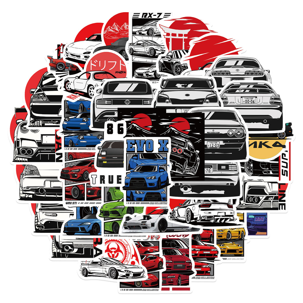 50pcs Modified Racing Graffiti PVC Stickers