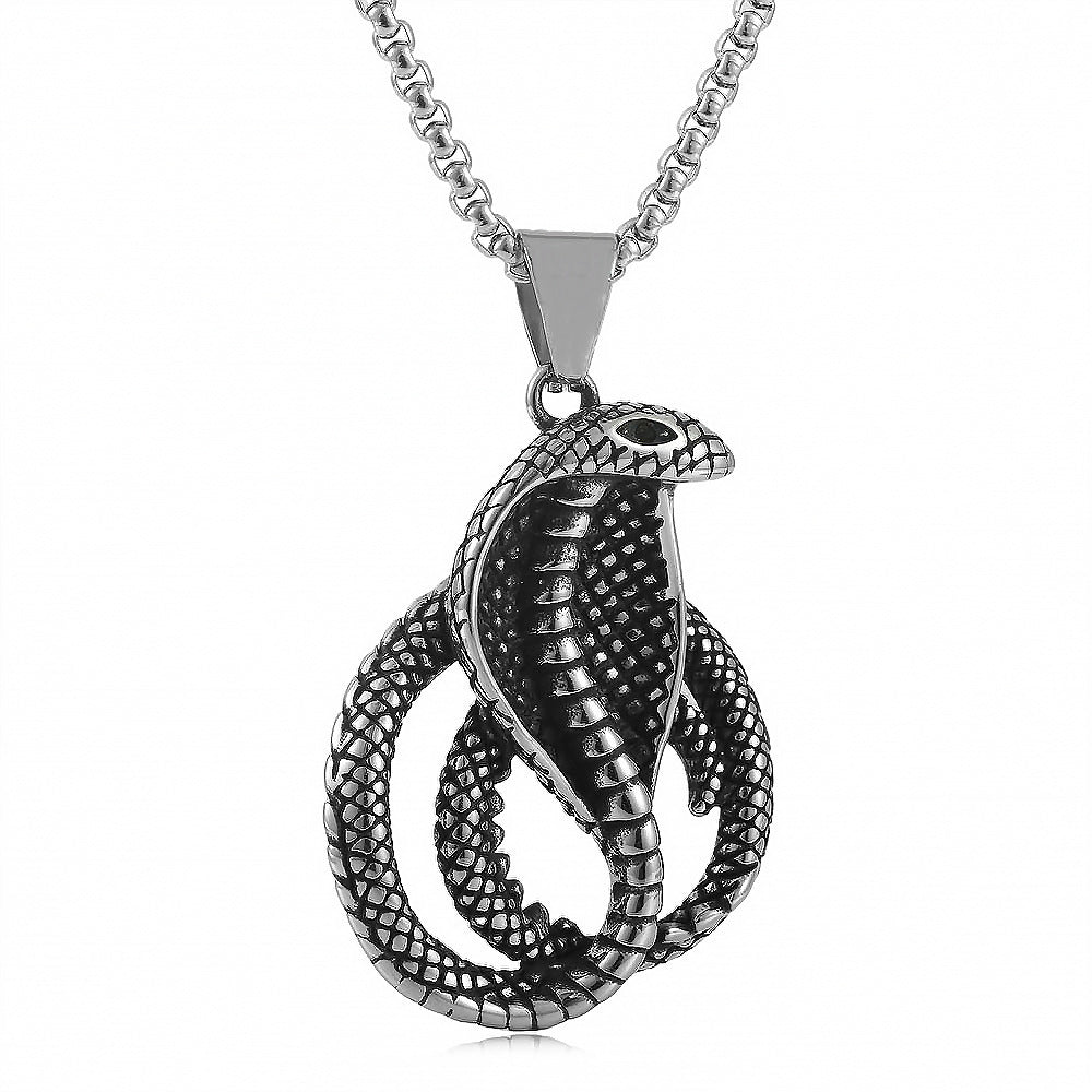 domineering double wolf head titanium steel pendant necklace