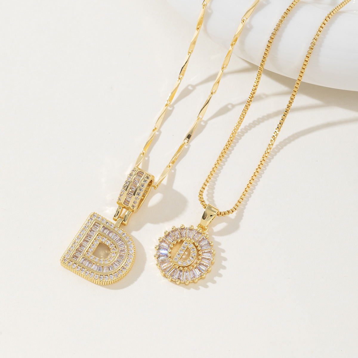 A 26-letter zirconia pendant inlaid with rock sugar copper