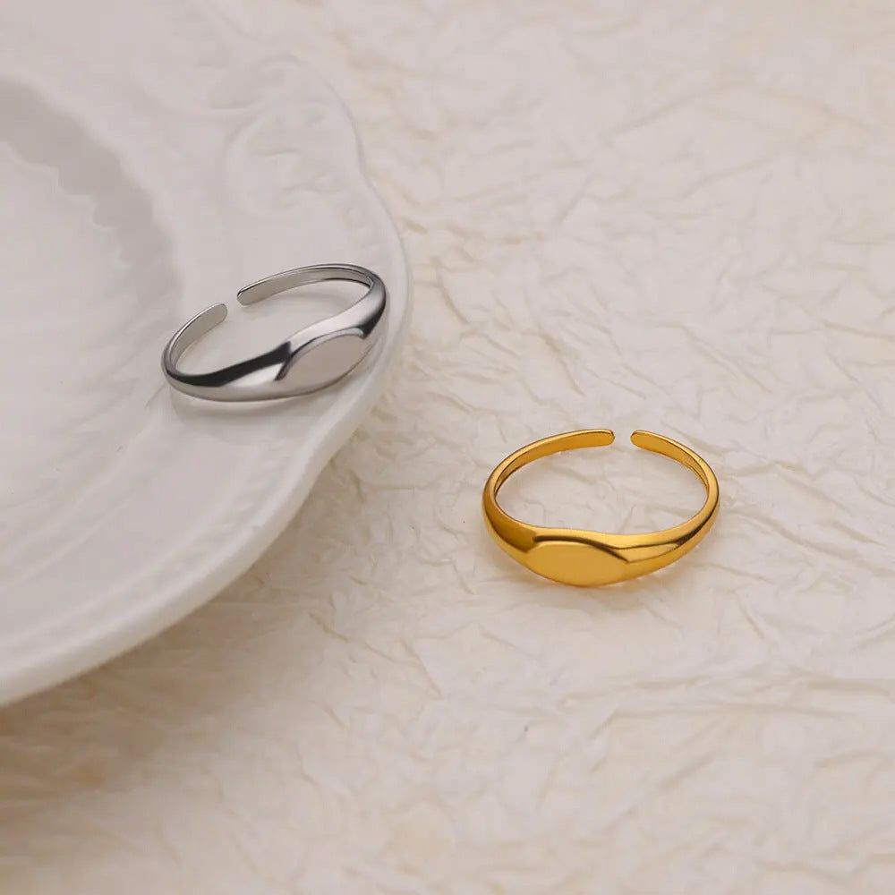 Simple Geometric Adjustable Gold Plated Ring
