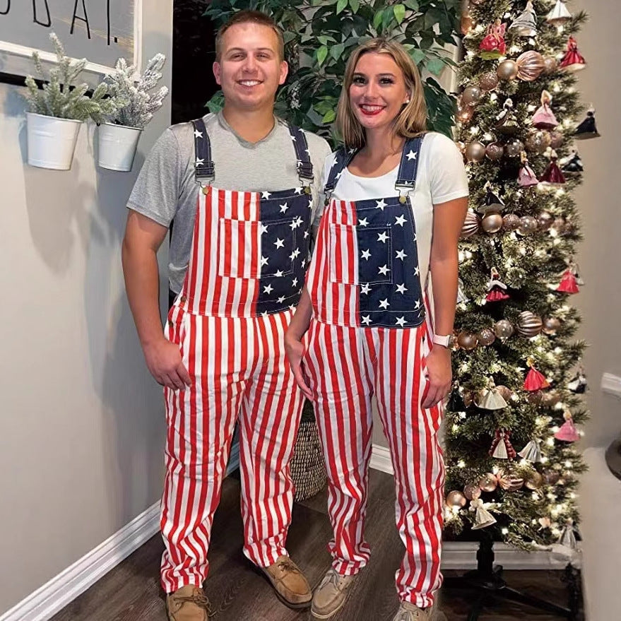 Independent Station Europe and the United States New Cross-border US Independence Day Flag Couple's Bags Workwear Pants