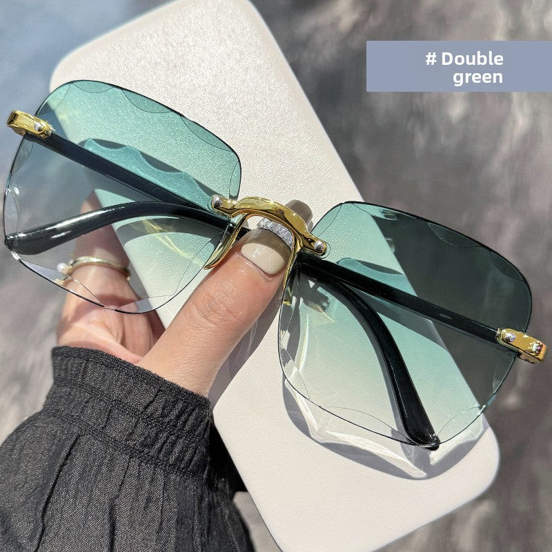Frameless beveled sunglasses