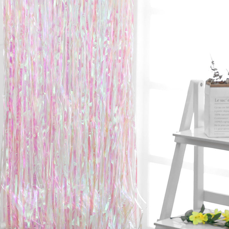 Candy-colored rain curtain party decoration