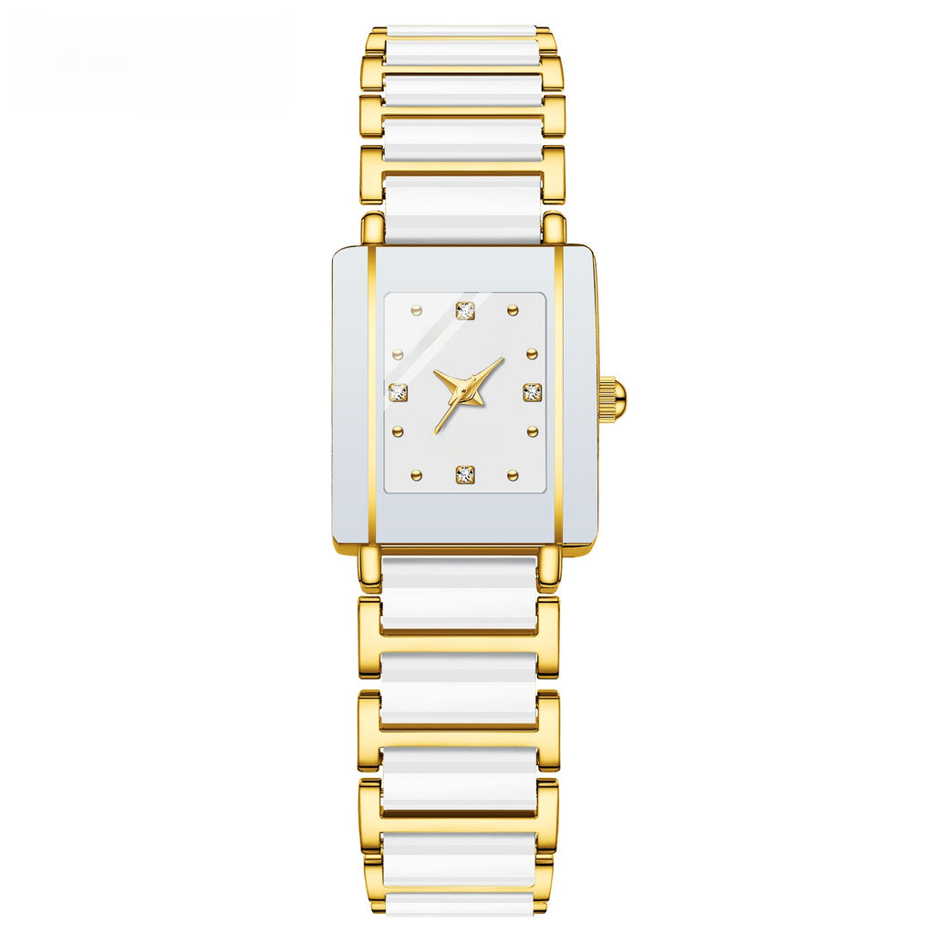 CHENXI Square Couple Watch with Ceramic Strap