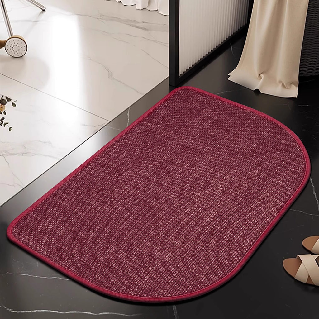 Linen floor MATS are placed in the bathroom