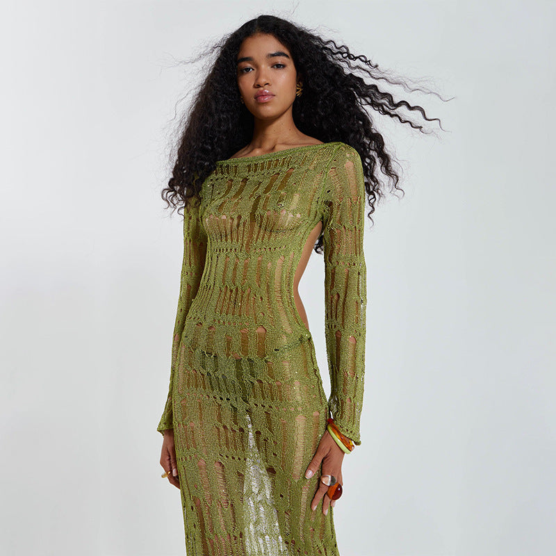 Knitted hollowed-out bikini swimsuit