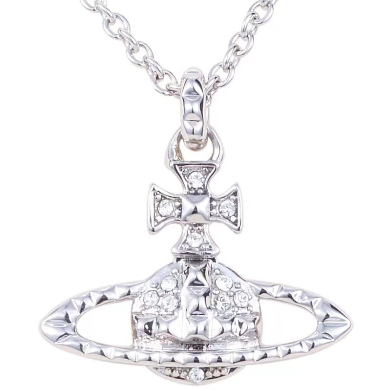 Saturn Diamond Accent Clavicle Necklace