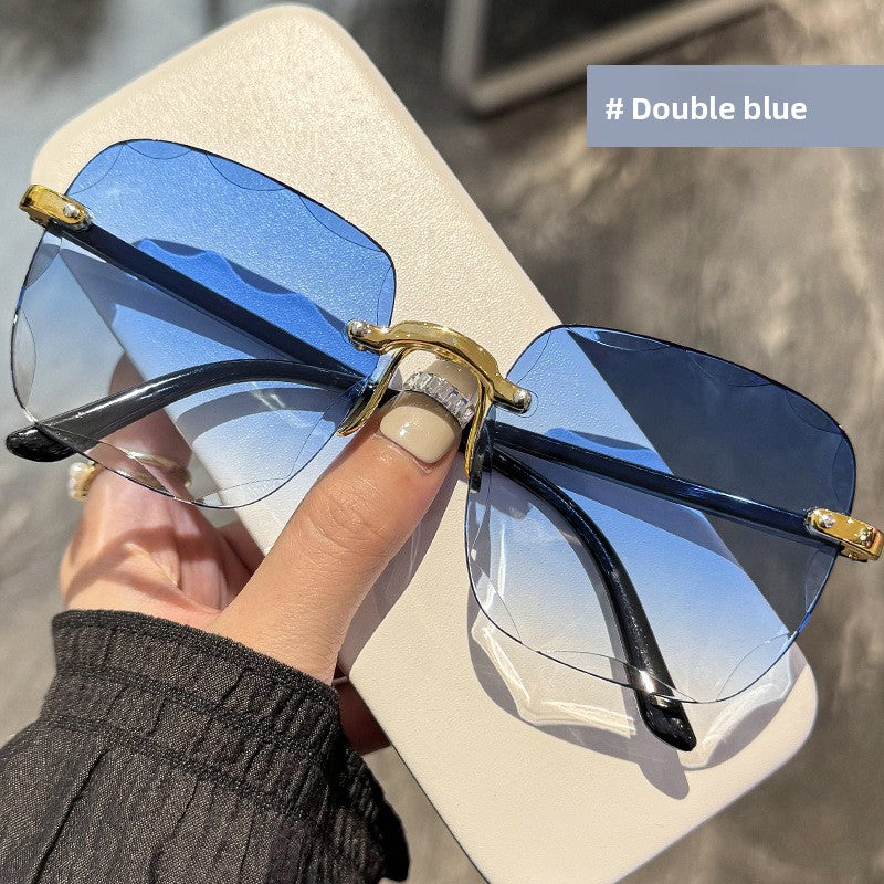 Frameless beveled sunglasses