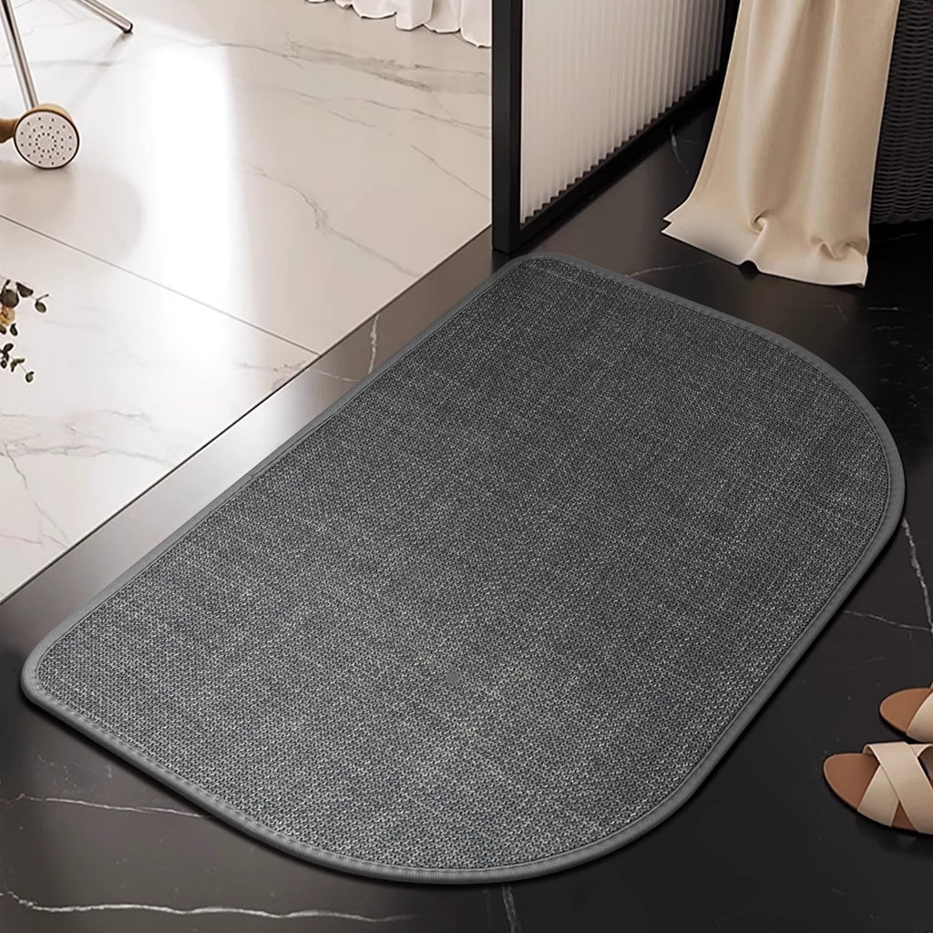 Linen floor MATS are placed in the bathroom