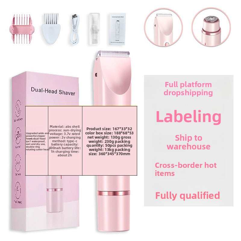 Double-Head Rechargeable Electric Shaver for Women