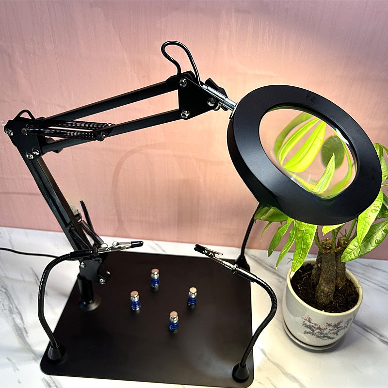 Foldable Magnifier Lamp with Strong Magnetic Base and USB Power