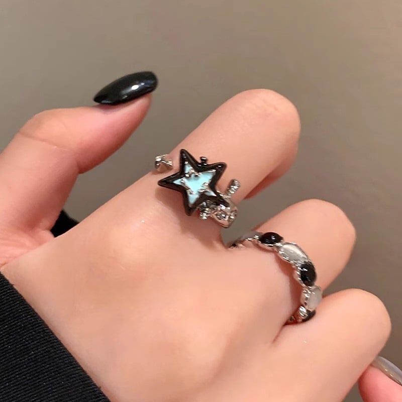 Star opal rings, fashionable and versatile, temperament, hot girl design, open rings