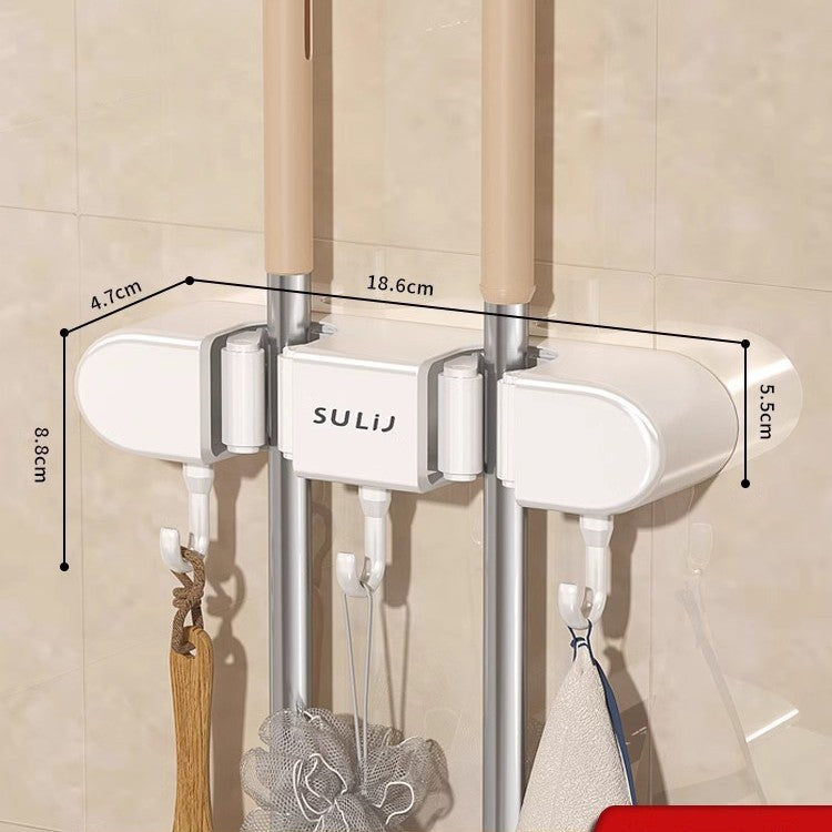 Mop rack, non-perforated hook, storage and hanging rack
